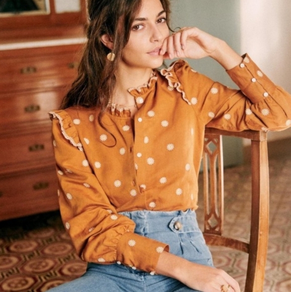 Sezane Tops - Sezane Gemma Embroidered Daisy Blouse